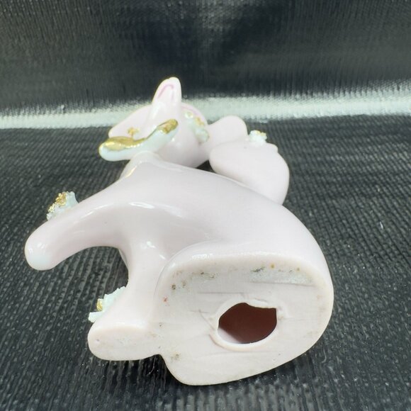 Thames Pink Ceramic Poodle Figurines Gold Bows Rhinestone Eyes Spaghetti Set 3 - Picture 10 of 15